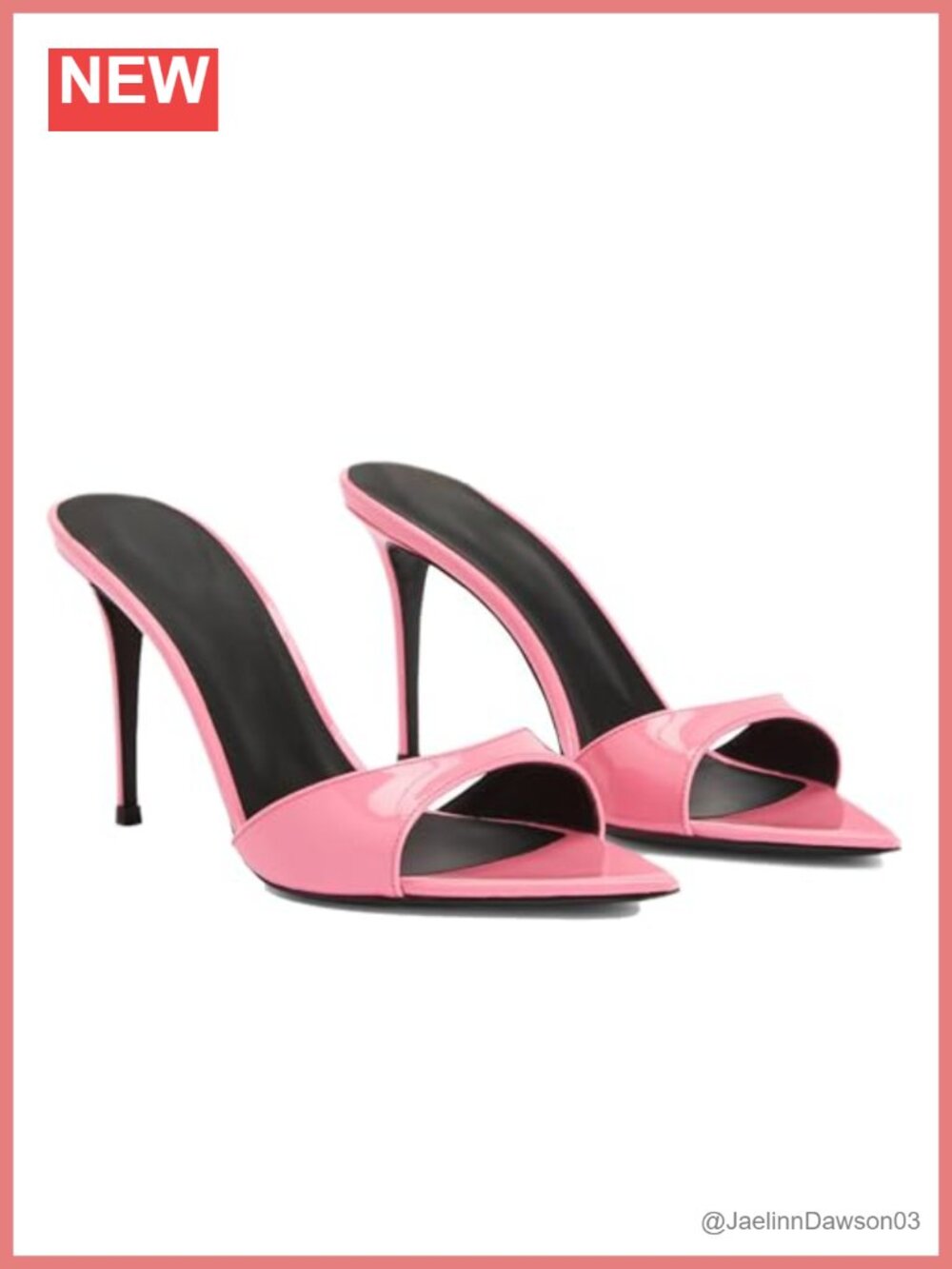Leather Pointed Open Toe Stiletto Heeled Sandals Women's Slip-On Mule Dress